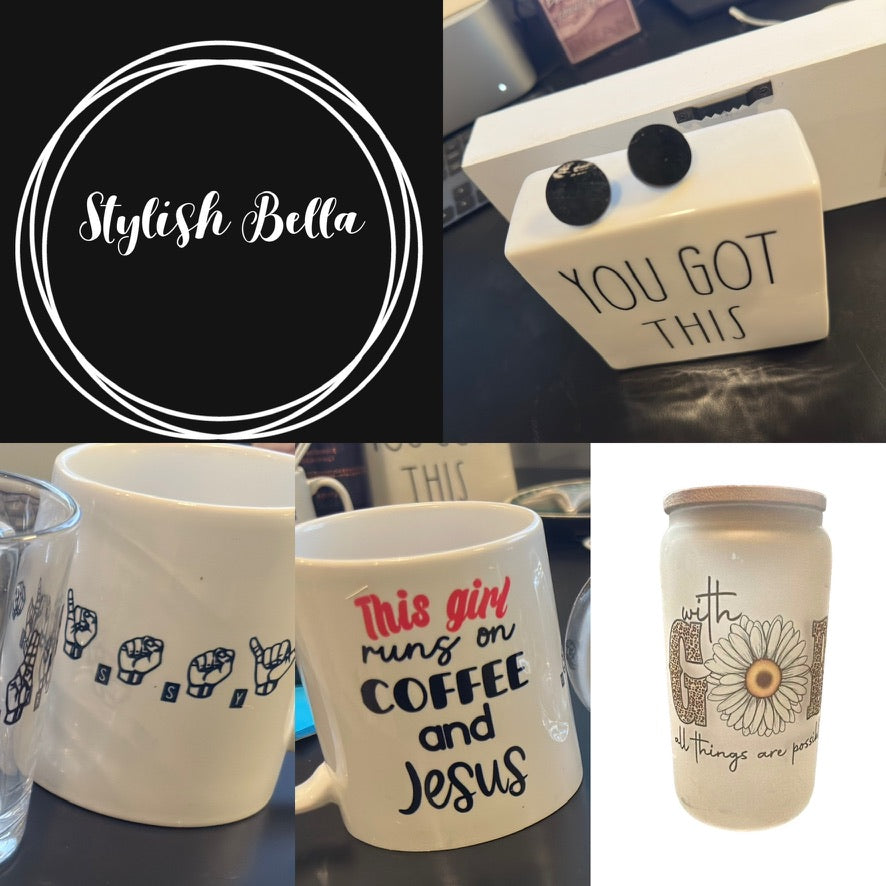 Earrings, Frosted Beer Glass and coffee cups