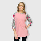Cheetah Floral Coral Top