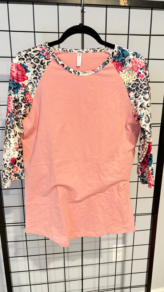 Cheetah Floral Coral Top