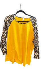 Cheetah Print Yellow Raglan