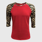 Cheetah Print Red Raglan Top