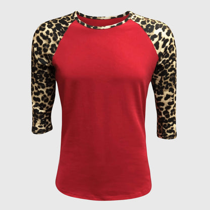 Cheetah Print Red Raglan Top